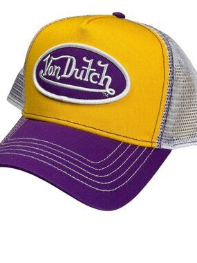 NEW Von Dutch Trucker Snap Hat Cap One Size Fits All - Gold/Burgandy